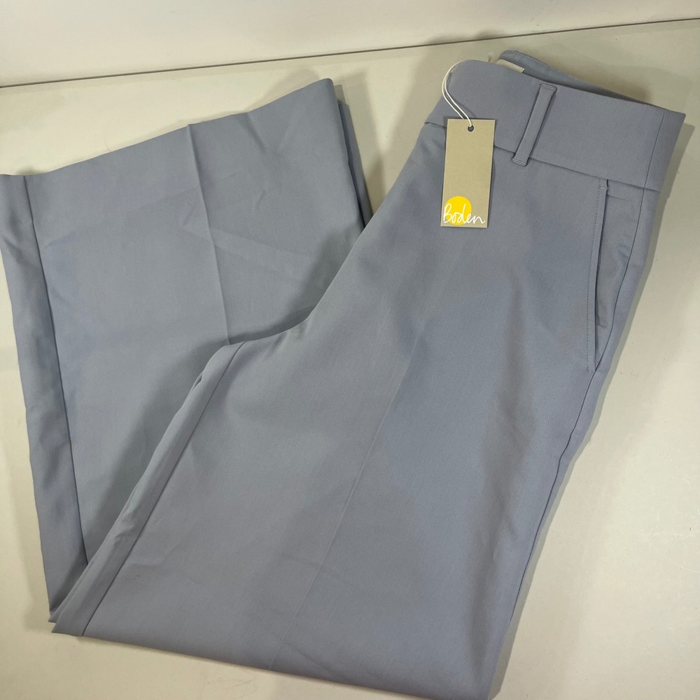 Boden Wide Leg Pants Great British 6P Blue High Rise Professional Office NEW
